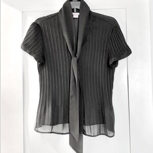 Sunny Leigh back sheer pleated dressy blouse sophisticated Size M
C